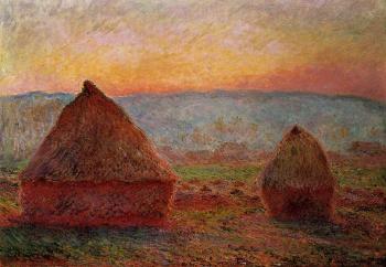 Claude Oscar Monet : Grainstacks, Sunset